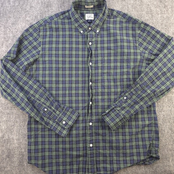 Other - J Crew Shirt XL Slim Fit Green Blue Check Long‎ Sleeve Button Down Cotton